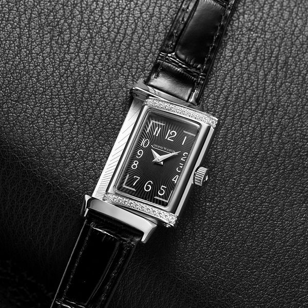 

wristwatches oupai arrival reverso design fashion and elegant quartz watch woman rectangle waterproof luxury leather double dial 221128, Slivery;brown