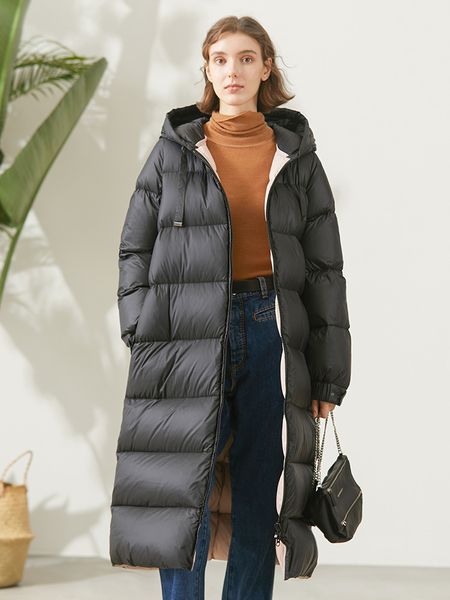 

women's vests miccbeirn winter 90 white duck down coat for women whit hooded black and red long jacket zhj82475 221128, Black;white