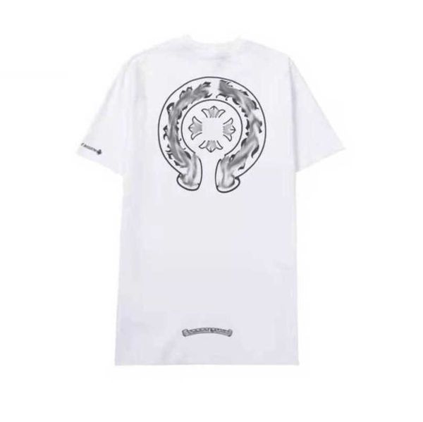 

women's luxury fashion t shirt ch brand tees men women sanskrit letter sweatshirts short sleeve horseshoe couple t-shirt classic cross, White