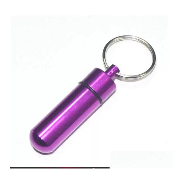 

keychains lanyards waterproof keychain aluminum pill box case keychains bottle cache holder container keyring medicine package hea dh14z, Silver