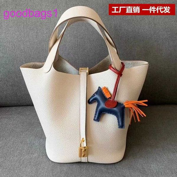 

picotin lock bag for women online shop 2022 new layer litchi grain kraft vegetable basket fashion one shoulder portable leisur