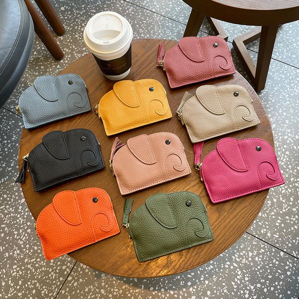 

designer coin purse cowhide elephant creative coin hand key lipstick short bag, Red;black