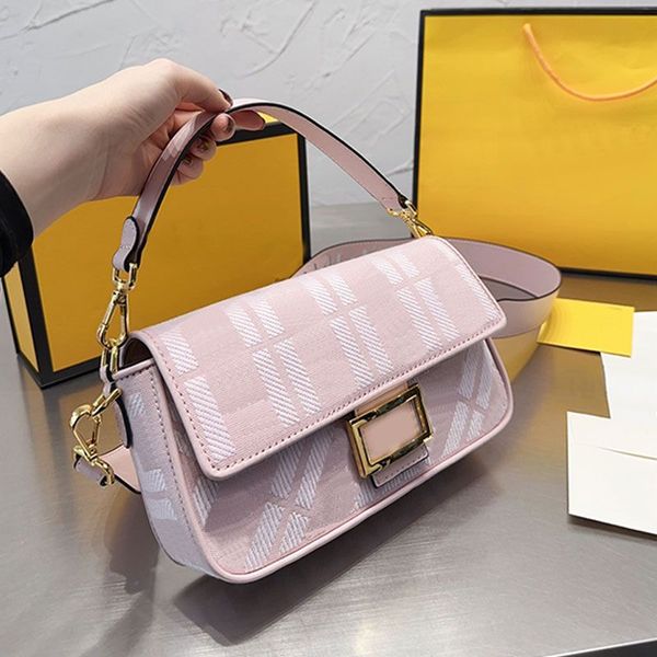 

baguette shoulder bag canvas crossbody bags fashion embroidered letter removable hollow out strap interior zip pocket gold metal flap leathe