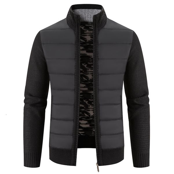 

men's sweaters winter thick fleece cardigan warm sweatercoat fashion patchwork s knittde sweater jackets casual knitwear outerwear 2211, White;black