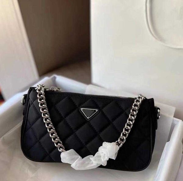 

fashion chain underarm shoulder bag black rhombus lattice handbag triangle flip women crossbody zipper totes classic wallet messenger bags c