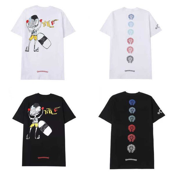 

luxury fashion men's t shirt ch brand tees men women sanskrit letter short sleeve horseshoe couple t-shirts designer polos tshirts cro, White;black