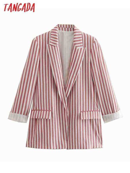 

suit tangada women striped blazer female long sleeves elegant jacket ladies wor, White;black