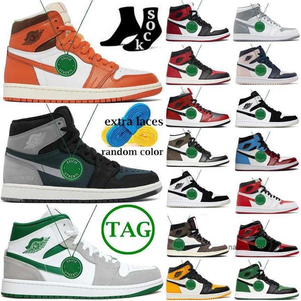 

2023 men women 1 1s basketball shoes taxi university blue patent bred stage haze og chicago dark mocha cool grey fog twist pine green jordon, Black