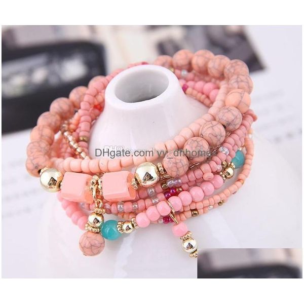 

charm bracelets bohemia beads bracelet charm bracelets handmade beaded for women bijoux mtilayer femme boho jewelry drop delivery dhsy4, Golden;silver