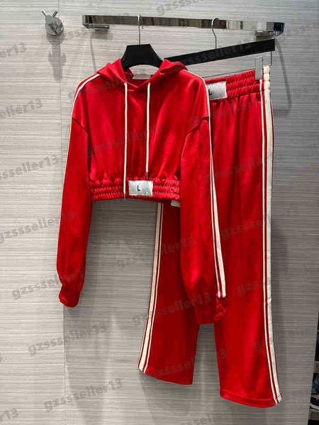 

two piece sets women tracksuits outfit designer jogging suit luxury red cotton cropped hoodie and straight-leg track pants 2 pieces set, Gray