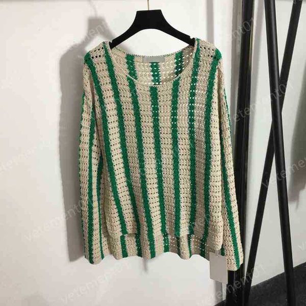 

fashion women dress vertical stripes colorblock hollow v-neck knit cardigan beige elegant luxury designer women clothing 0912, White;black