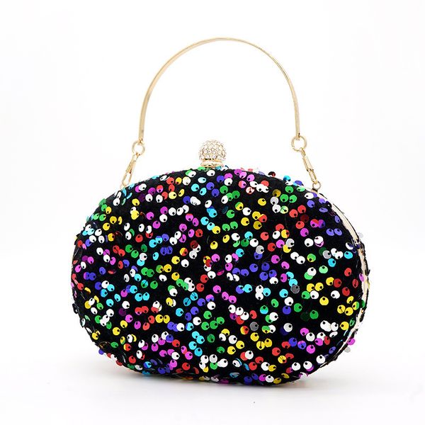 

evening bags shining colorful sequin oval ladies handbags party clutches for women shoulder wedding with metal handle handbag 221128