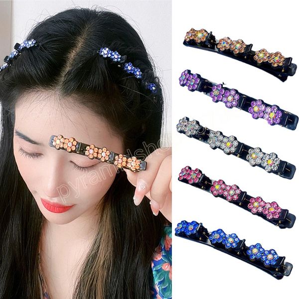 

fashion women pearls flower braid hairpins bangs hold barrettes sweet elegant hair decorate clips headband hair accessories, Slivery;white