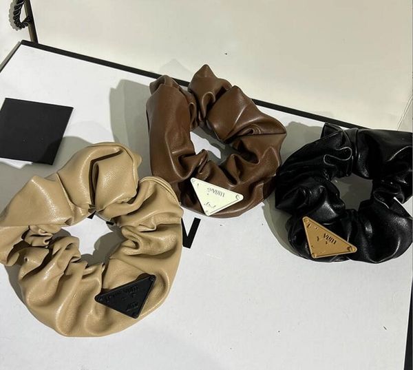 

multicolor letter hair rubber bands elegant leather texture fashion pleated design headwear women, Pink