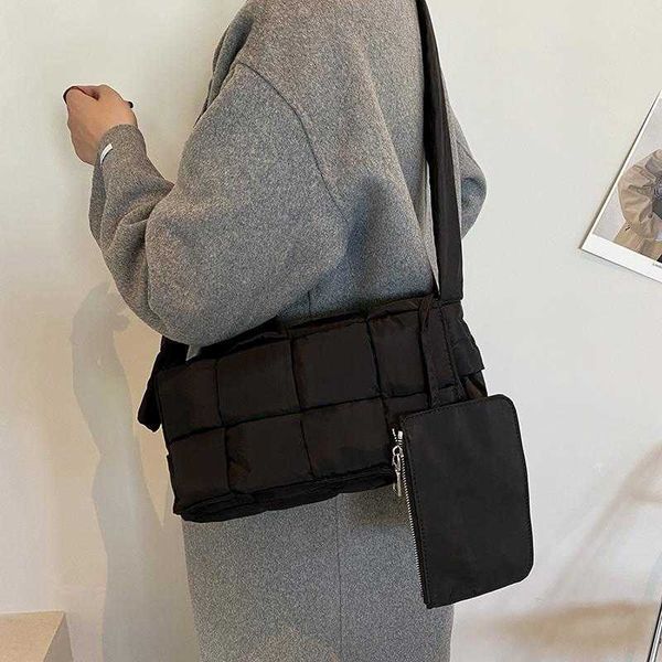 

bags winter evening down cotton crossbody shoulder bag oxford cloth weave padded handbags luxury designer quilted women hand tote