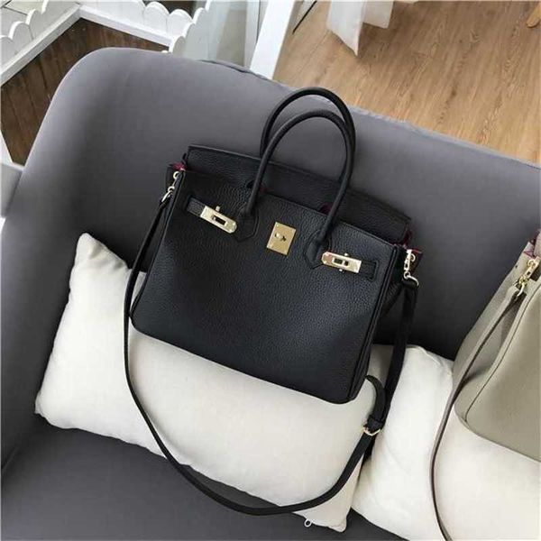 

herme birkin bags new textured women's color matching of inner lining first layer cow leather lychee pattern style large ayw