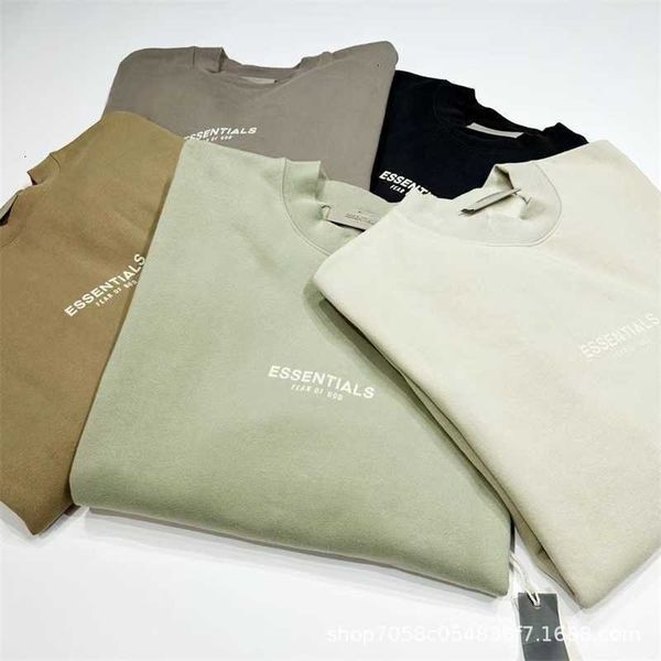 

hoodies sweatshirts american street fog double thread flocking letter round neck sweater for men and women essential casual sports pulloverf, Black