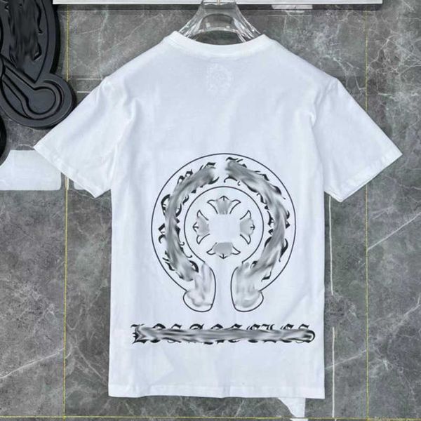 

fashion luxury men's t shirt ch brand tees men women sanskrit letter sweatshirts short sleeve horseshoe couple t-shirt classic cross t, White;black
