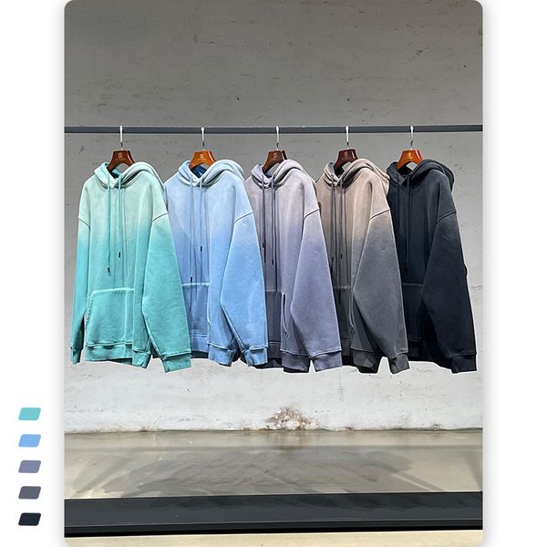 

men's jackets autumn winter 380g fleece washed gradient y2k hoodie european american retro high street oversized hip hop sweater 221128, Black;brown