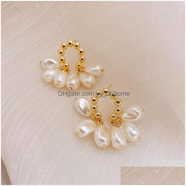 

dangle chandelier fashion korean style pearl dangle earrings temperament pearls pendant for women gilrs 2021 party jewelry drop del dhhsv, Silver