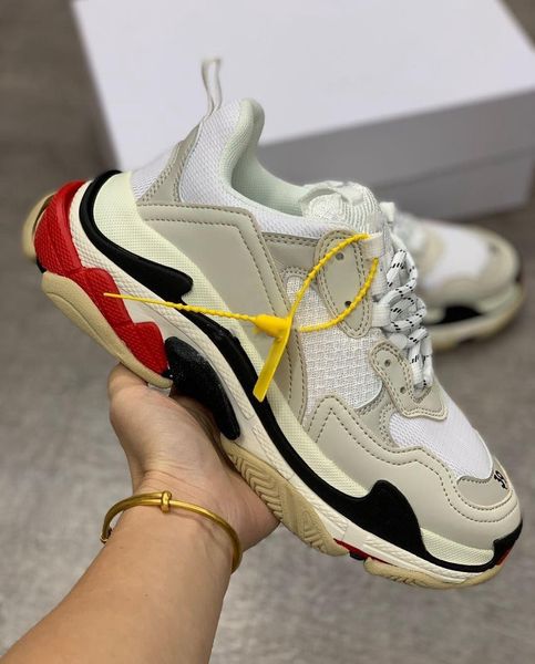 

mens woman triple s shoes ankle sports wholesale price social rhyton sneakers quality leather lightweight lace-up formal trainers with origi, Black