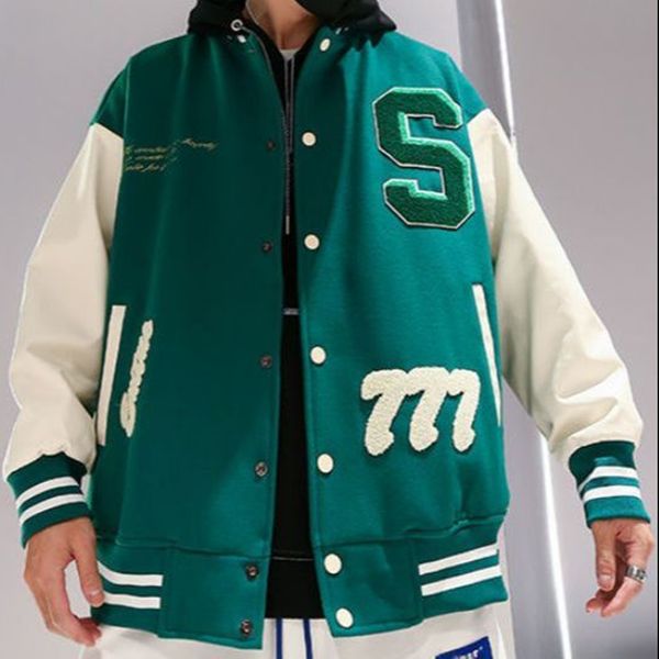 

mens jackets american letter embroidery jackets coats street hiphop stitching baseball uniform couple large size loose retro jacket 221129, Black;brown