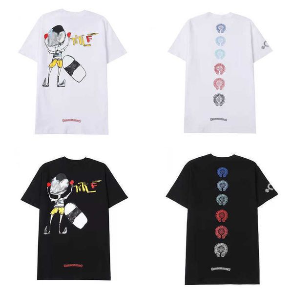 

luxury men's fashion t shirt brand tees men women sanskrit letter short sleeve horseshoe couple t-shirts designer polos tshirts cross, White;black