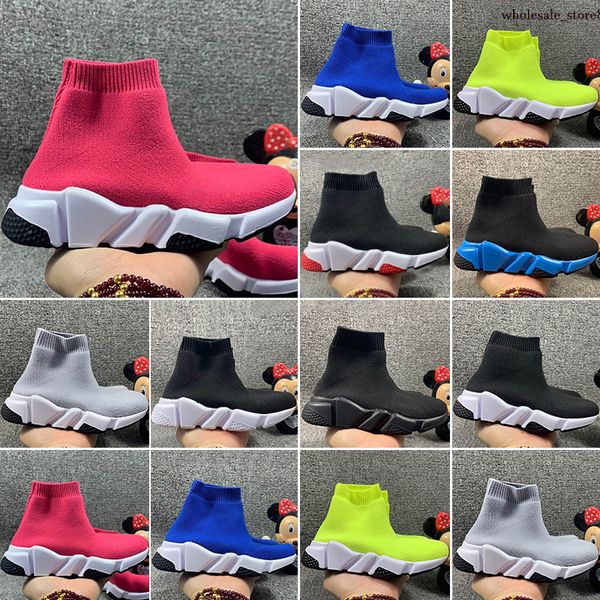 

2023 running socks shoes big kids designer sock boys and girls children trainer youth stretch-knit sneakers luxury fashion casual trainers