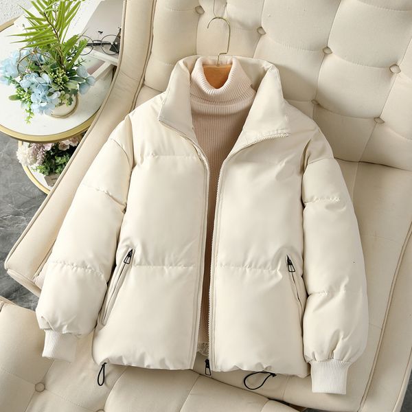 

womens down parkas loose korean women fashion winter warm thick zipper puffer jacket casual cotton padded female coats 221129, Black