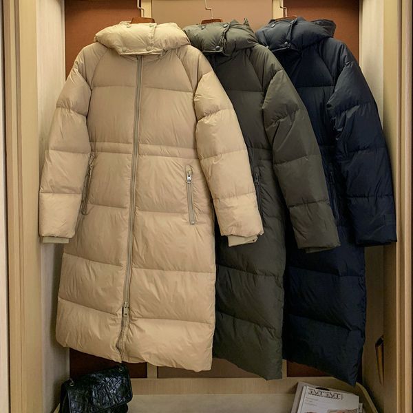 

women s down parkas winter jacket loose casual hooded long coat large size thickened warm fashion 221128, Black