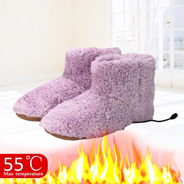 

electrically heated shoes electric washable comfortable plush foot warmer winter warm snow boots gift for woman man usb charging 221128, Black;yellow