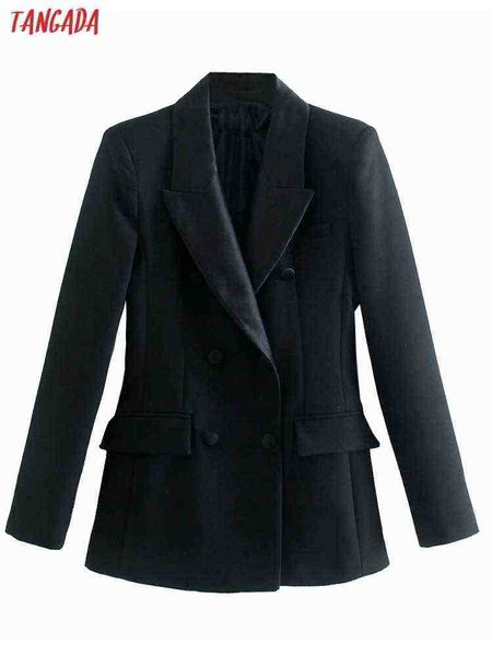 

suit tangada women 2022 fashion black party blazer jacket vintage double breast, White;black