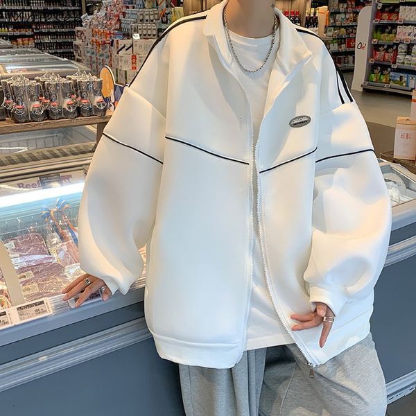 

men's jackets patchwork men loose oversize high street students harajuku fashion coats zipper up males outerwear teens youth 221129, Black;brown