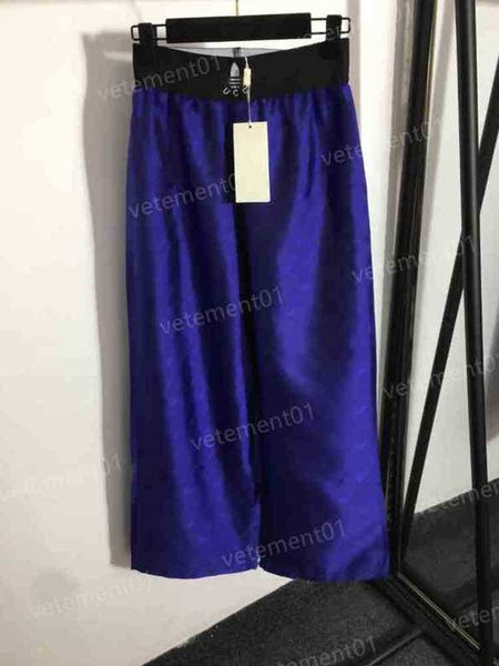 

womens designer pants fashion collaboration blue logo print loose straight trousers luxury women pants for women 0912, Black;white