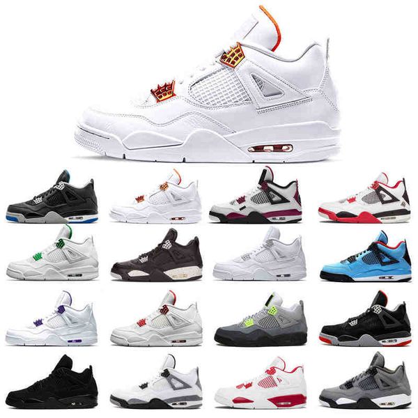

new basketball shoes 4s man woman black cat court purple neon bred alternate motorsport orange metallic white cement pure money size 36-45