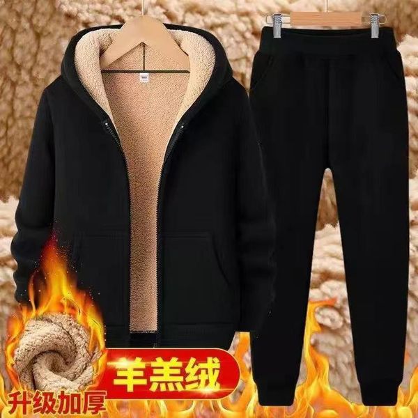

men's tracksuits 2 pieces sets tracksuit men brand autumn winter thick hooded sweatshirt coatpants male outfit sportswear set chandal h, Gray