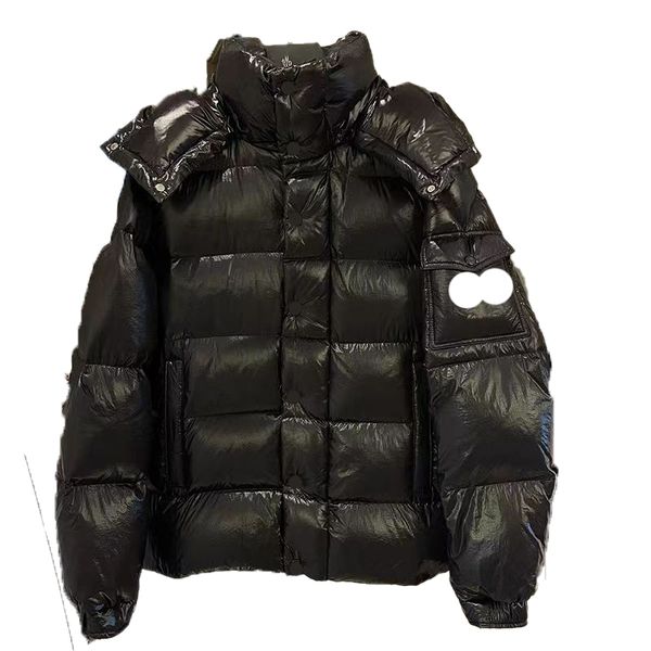 

designer mens down parkas embroidered badge double men stand collar removable hat classic bread jacket couple winter thickened warm, Black