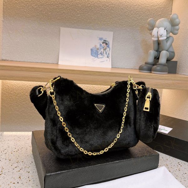 

new winter fur shoulder bags designer hobo lamb wool chain crossbody for womens handbag purses brand letter wallet with box