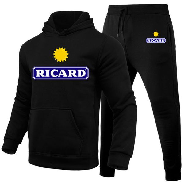 

men's tracksuits ricard winter clothing men sets printing hoodie set fleece sweatshirt casual sport sweatpants mens 221129, Gray