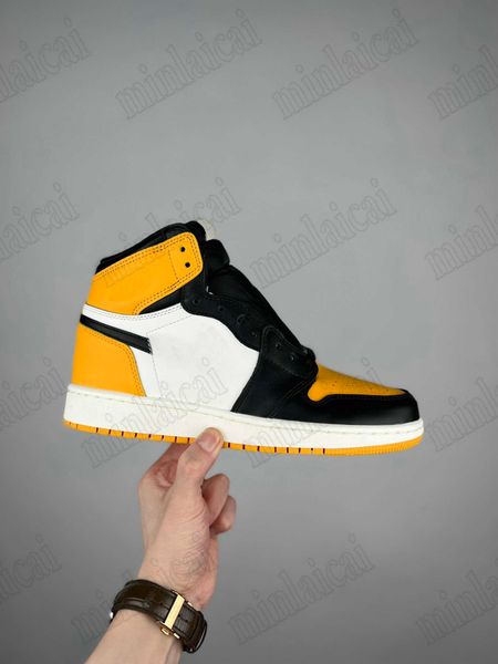 

shoes 1 high og yellow toe men 1s taxi sports sneakers black/taxi-white 555088-711