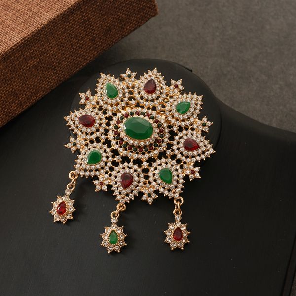 

pins brooches gold color brooch crystal jewelry for women moroccan fashion tassel luxury accessories 221128, Gray