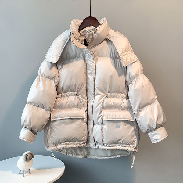

women's down parkas winter warm cotton jacket women fashion streetwear hooded pocket zipper harajuku jacket winter coat women elegant 2, Black
