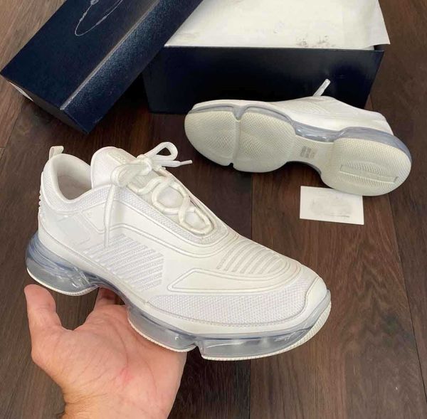 

futuristic design cloudbust air technical fabric sneakers shoes knit transparent rubber sole men sports mesh breathable casual walking prads