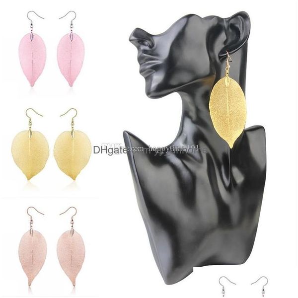

dangle chandelier creative europe and america true leaves pendant earrings long earring simple women fashion vintage jewelry acces dhrms, Silver