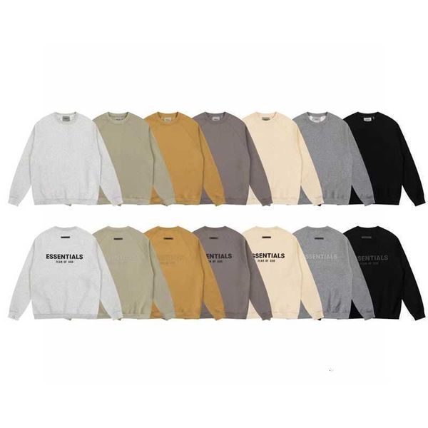 

hoodies sweatshirts fog essentials double line high street loose casual back silicone plush round neck sweater for men and womenf, Black
