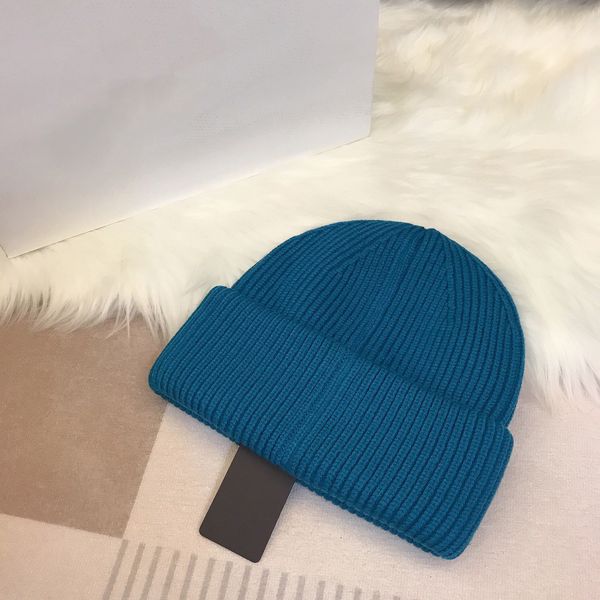 

designer winter knitted beanie woolen hat women chunky knit thick warm faux fur pom beanies hats female bonnet caps loub, Blue;gray