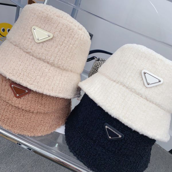 

wide brim hats designer women bucket hat letter p winter woolen luxury casual solid blending man cap, Blue;gray