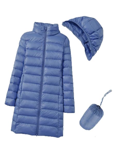 

womens down parkas ladies coats long winter hat detachable jacket ultra light women hooded female 90%white duck down warm coat 221129, Black