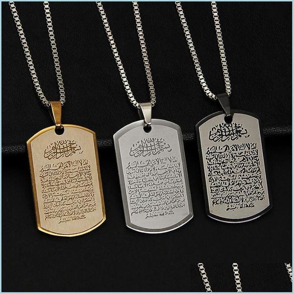 

pendant necklaces muslim necklace stainless steel with rope chain men women islamic quran arab fashion jewelry drop delivery dhgarden dh5nu, Silver