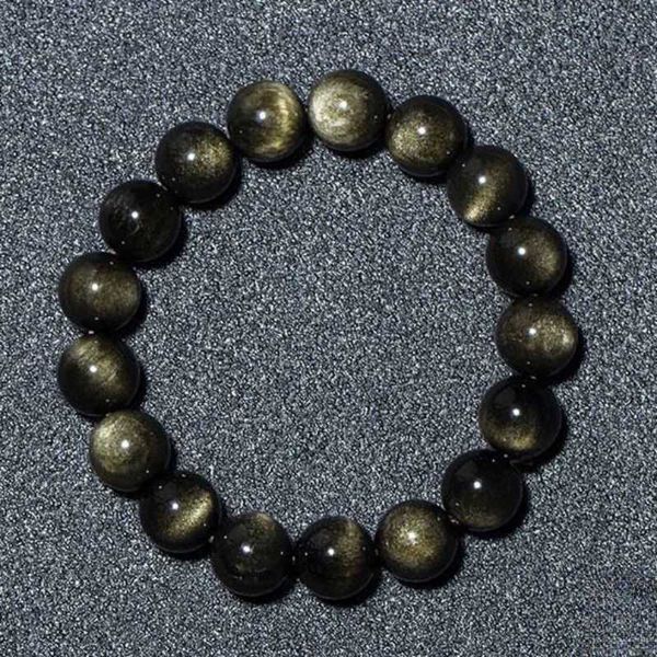 

spiritual chakras bracelet beaded natural gold obsidian bracelets for women stone crystal healing jewelry bulk wholesale, Black